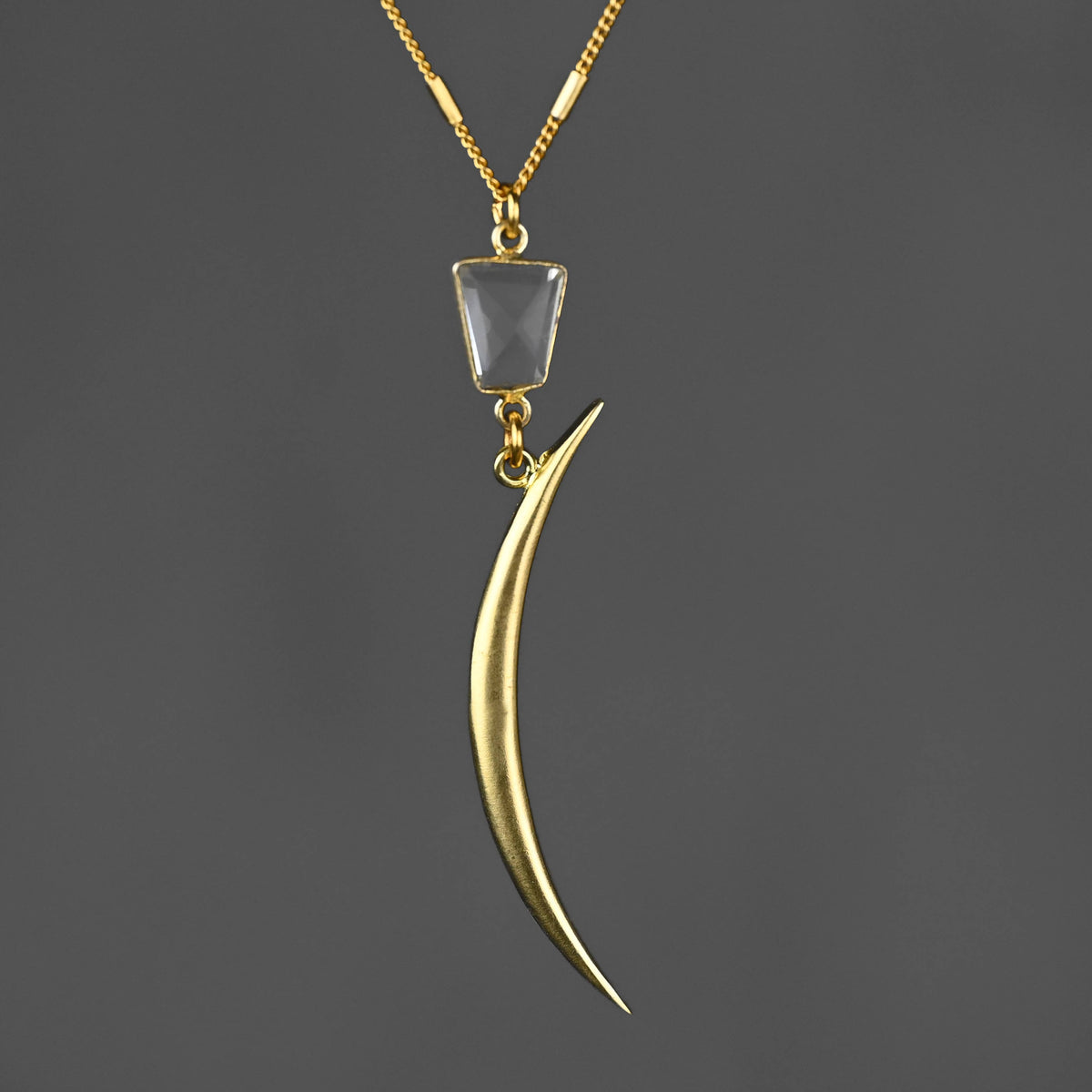 Crystal Moon Sliver Necklace