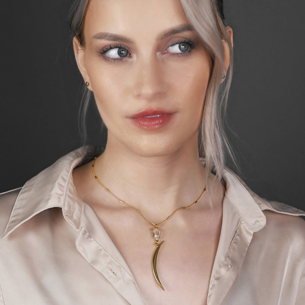 Crystal Moon Sliver Necklace